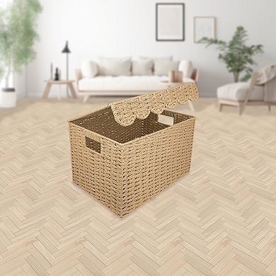 Belle Maison Scallop Lid Paper Weave Basket