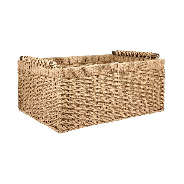 Belle Maison Paper Weave Basket with Wood Handle