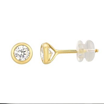 Charming Girl Kids 14k Gold Cubic Zirconia Round Stud Earrings