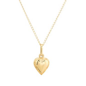Charming Girl 10k Gold Mini Heart Pendant Necklace