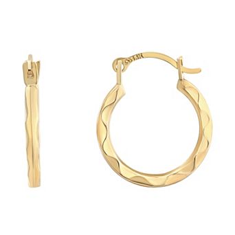 Charming Girl Kids' 14k Gold Wavy Hoop Earrings