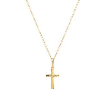 Charming Girl Kids 14k Gold Textured Cross Pendant Necklace