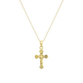 Charming Girl 14k Gold Crucifix Pendant Necklace