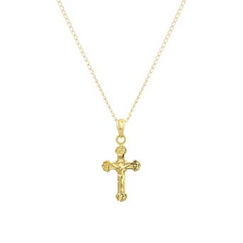 Charming Girl 14k Gold Crucifix Pendant Necklace