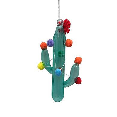 St. Nicholas Square Glass Cactus Christmas Ornament