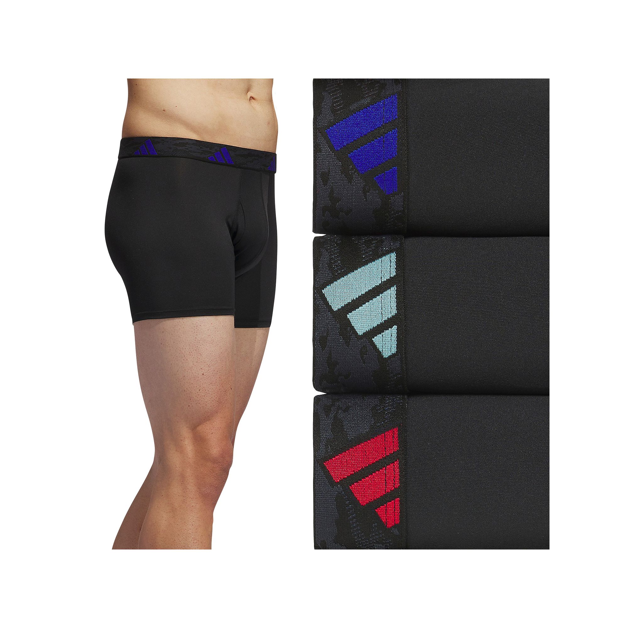 Mens adidas 3-pack Microfiber Trunks, Size: XL, Black Team Royal Blue