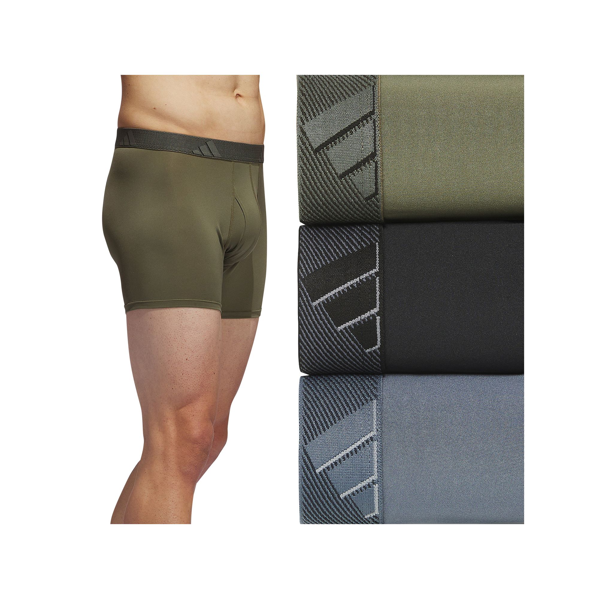 Mens adidas 3-pack Microfiber Trunks, Size: XL, Olive Strata Green