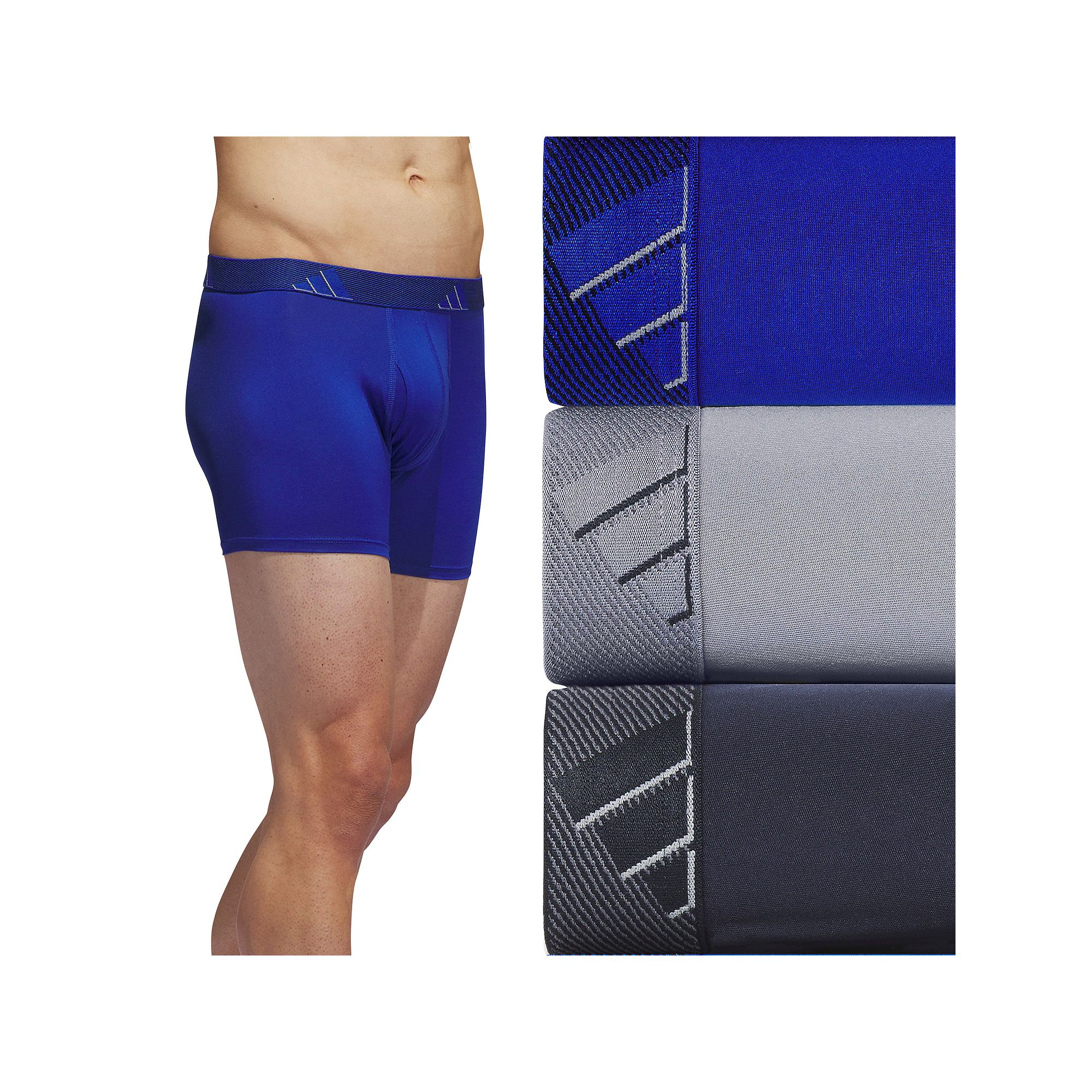 Mens adidas 3-pack Microfiber Trunks, Size: Medium, Multi Royal Blue Gray