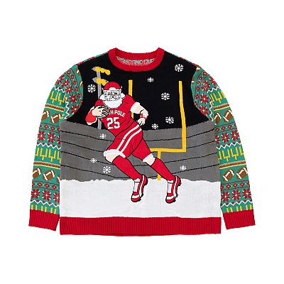 Men s Celebrate Together Football Santa Ugly Christmas Sweater