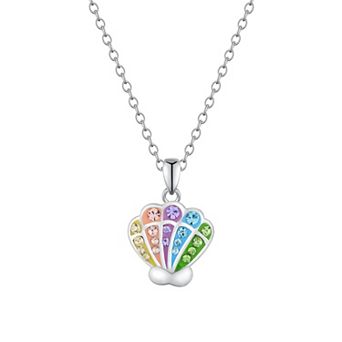 Charming Girl Kids' Sterling Silver Crystal Seashell Pendant Necklace