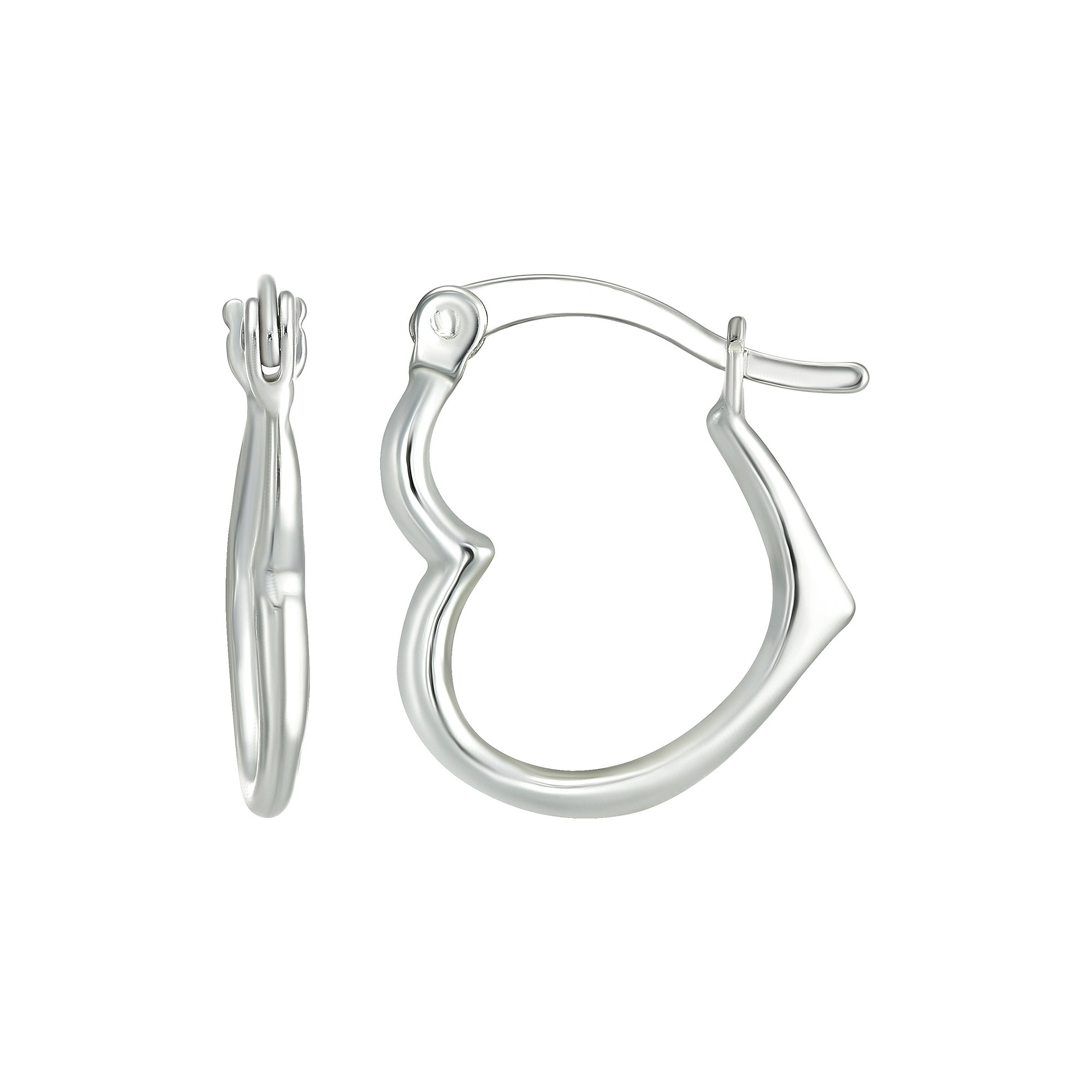 Charming Girl Kids Sterling Silver Heart Hoop Earrings, Girls, Silver Ton