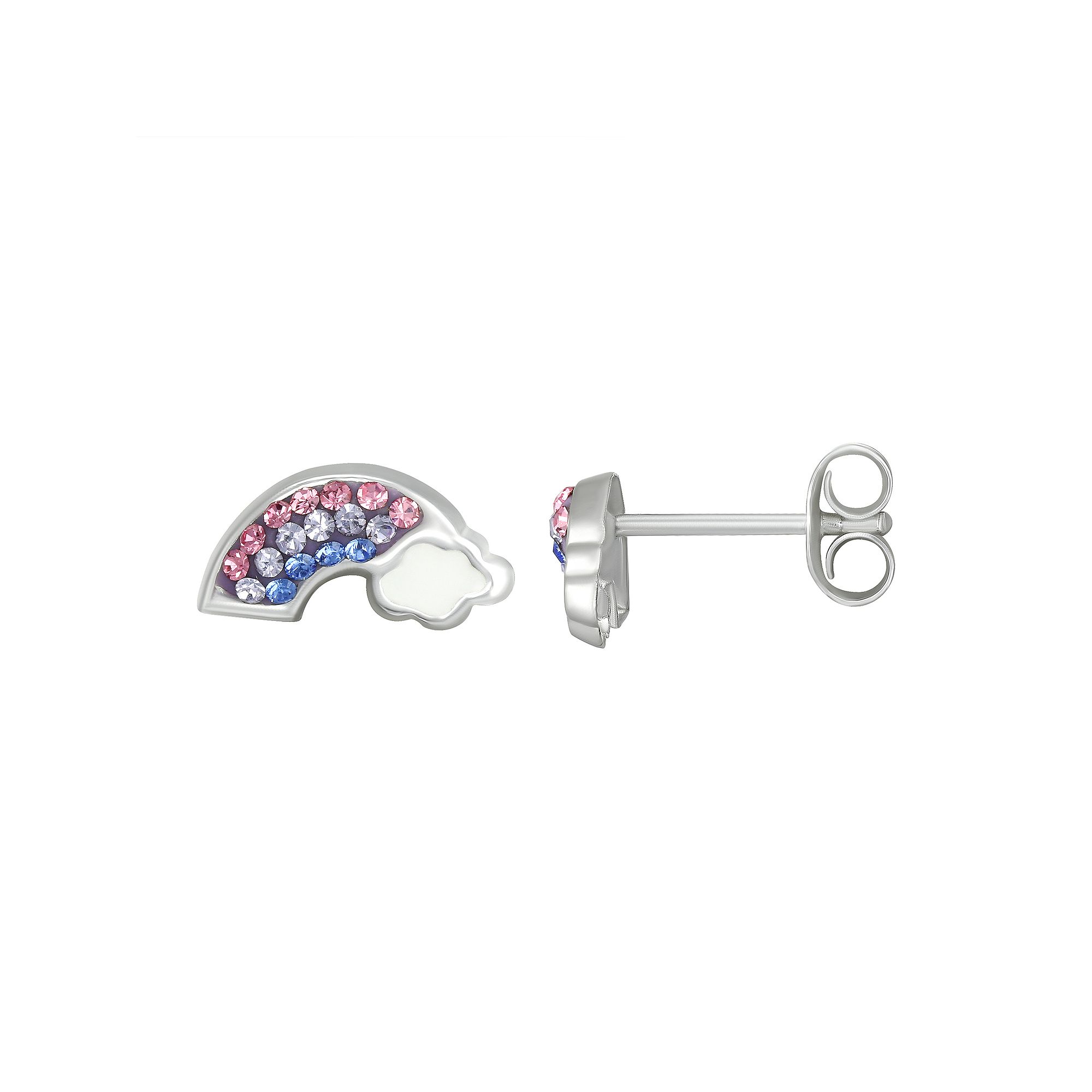 Charming Girl Kids Sterling Silver Crystal Rainbow Stud Earrings, Girls, 