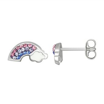 Charming Girl Kids' Sterling Silver Crystal Rainbow Stud Earrings