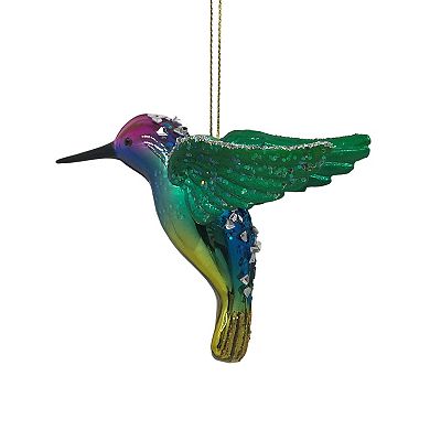 St. Nicholas Square Glass Hummingbird Christmas Ornament