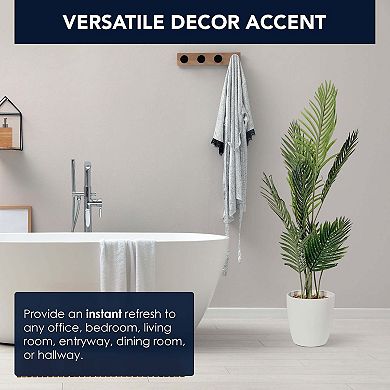 Botanica Home American Art Decor Artificial Palm Tree in White Tapered Ceramic Pot - 48"