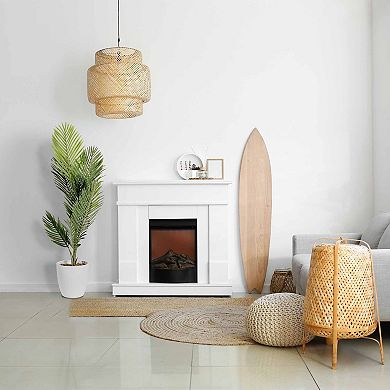 Botanica Home American Art Decor Artificial Palm Tree in White Tapered Ceramic Pot - 48"