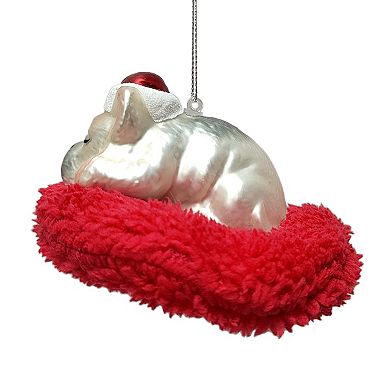 St. Nicholas Square White Puppy Sleeping Ornament