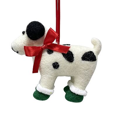 St. Nicholas Square Felted Spotted Dog Ornament