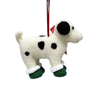 St. Nicholas Square Felted Spotted Dog Ornament