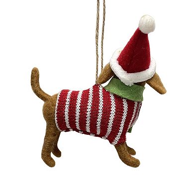 St. Nicholas Square Felted Dog Santa Hat Ornament