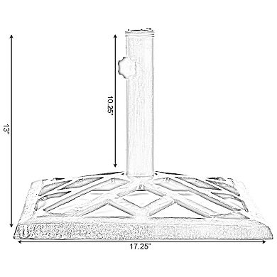 Square- Bronze Cast Iron Umbrella Base Stand