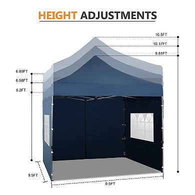 Aoodor 10 X 10 Ft. Commercial Instant Pop Up Canopy Tent With Church Windows Sidewalls