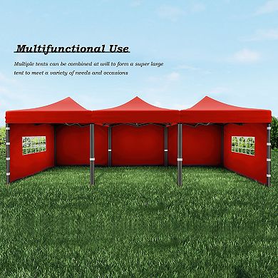 Aoodor 10 X 10 Ft. Commercial Instant Pop Up Canopy Tent With Church Windows Sidewalls