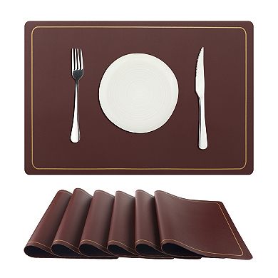 Faux Leather Placemats Set Of 6 For Kitchen Dining Room