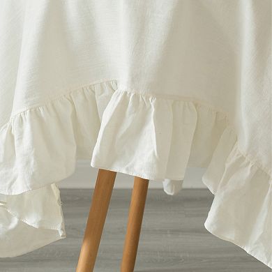 Deerlux 100% Pure Linen Washable Tablecloth With Ruffle Trim