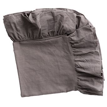 Deerlux 100% Pure Linen Washable Tablecloth With Ruffle Trim