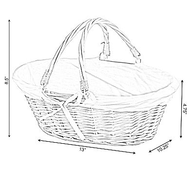 Set of 2 Wicker Picnic Basket with Drop-Down Handles - Perfect as Gift basket for all Occasions