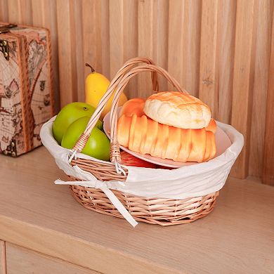 Oval Willow Basket With Double Drop Down Handles, Set Of 3 Red