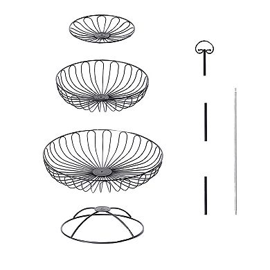 3 Tiers Wire Iron Basket Fruit Bowl, Black