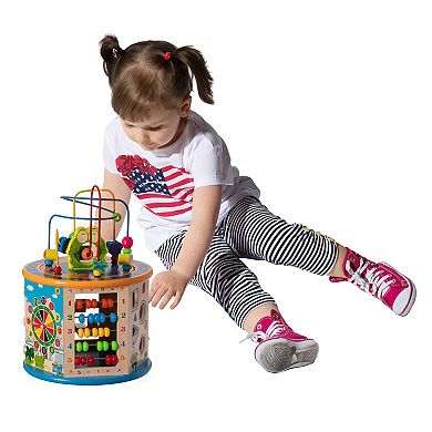8 in 1 Colorful Attractive Wooden Kids Baby Activity Play Cube, Fun Toy Center