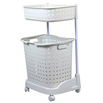 2 tier Plastic Laundry Basket With Wheels