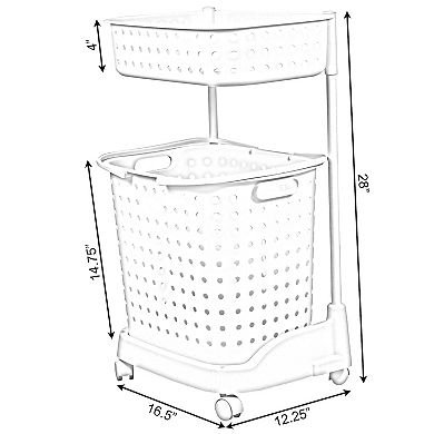 2 Tier Plastic Laundry Basket With Wheels
