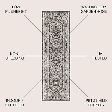 Sinjuri Medallion Textured Weave Indoor/outdoor Area Rug
