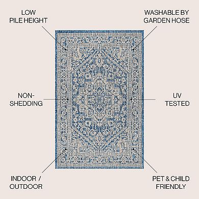 Sinjuri Medallion Textured Weave Indoor/outdoor Area Rug