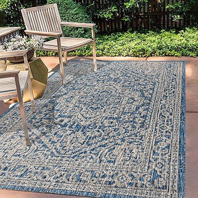 Sinjuri Medallion Textured Weave Indoor/outdoor Area Rug