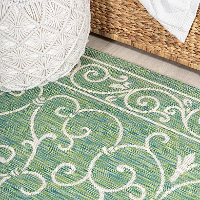 Charleston Vintage Filigree Textured Weave Indoor/outdoor Runner Rug
