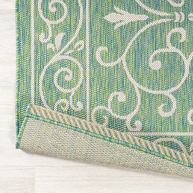 Charleston Vintage Filigree Textured Weave Indoor/outdoor Runner Rug