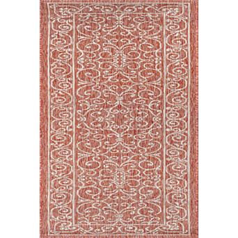 Charleston Vintage Filigree Textured Weave Indoor/outdoor Runner Rug