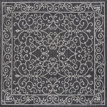 Charleston Vintage Filigree Textured Weave Indoor/outdoor Runner Rug