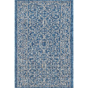 Charleston Vintage Filigree Textured Weave Indoor/outdoor Runner Rug