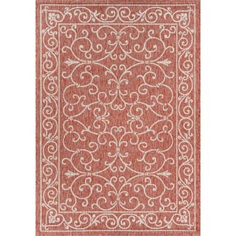 Charleston Vintage Filigree Textured Weave Indoor/outdoor Runner Rug
