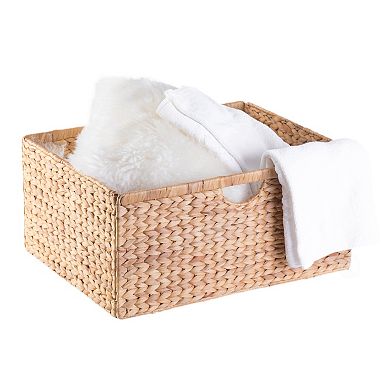 Wickerwise Set of 3 Hyacinth Basket - Rustic Handwoven Multipurpose Foldable Storage Organizer