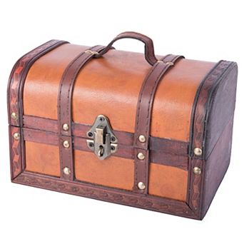Decorative Wood Leather Treasure Box