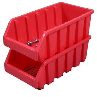 Set Of 2 Plastic Storage Stacking Bins, Red