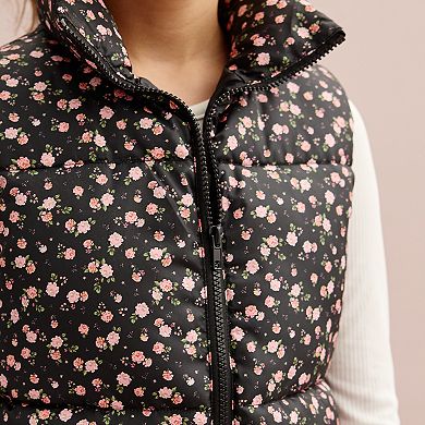 Girls 4-16 Self Esteem Puffer Vest & Long Sleeve Tee