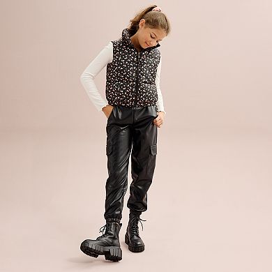 Girls 4-16 Self Esteem Puffer Vest & Long Sleeve Tee